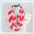 Hot selling style wholesale pink and white jersey knit chevron infinity scarf for women